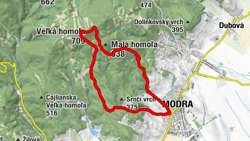 Modra - Štúrova lavička - Veľká homoľa - Gbezová studnička