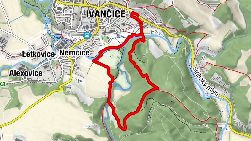 Ivančice - Rozhledna Alfonse Muchy - Nad Němčickou hájenkou