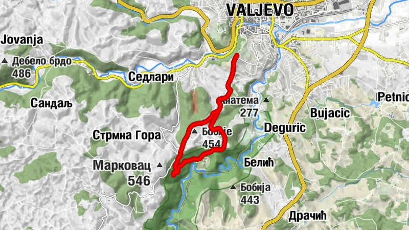 Ваљево - Велике Бобије - Седлари