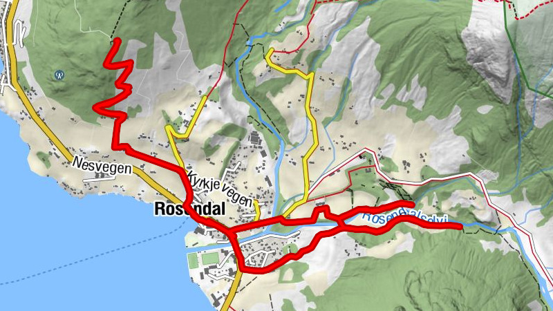 Rosendal - Snikkeriet - Klåberg - Rosendal kai