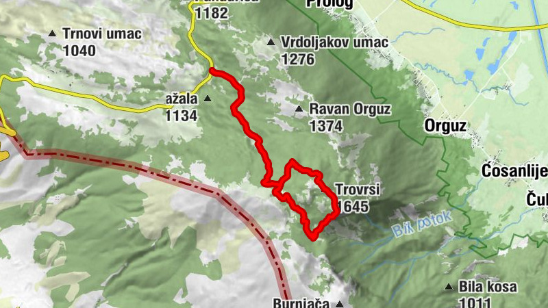 Naselje Prolog - Milićeve košarice - Planinska kuća Edo Retelj - Trovrsi