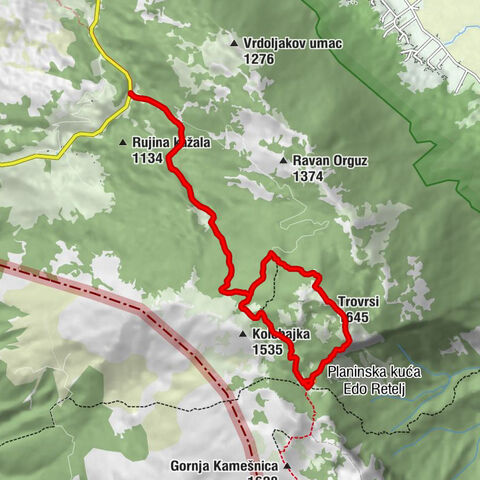 Naselje Prolog - Milićeve košarice - Planinska kuća Edo Retelj - Trovrsi