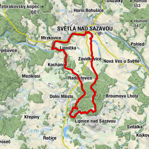 Světlá nad Sázavou - Závidkovice - Pyramida - Radostovice