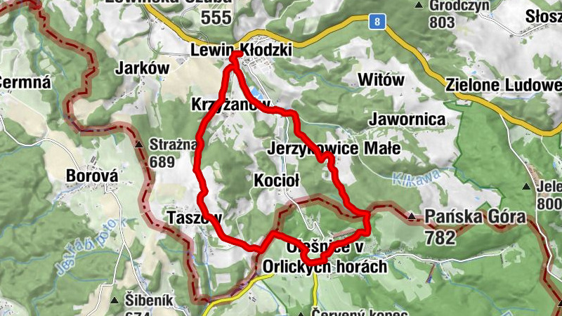 Lewin Kłodzki - Panský vrch - Kostelní vrch - Zámeček