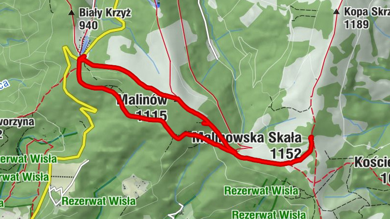 Zajazd Biały Krzyż - Malinowska Skała - Malinów - Gospoda na Salmopolskiej
