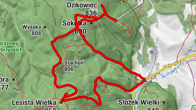 Stary Lesieniec - Dzikowiec - Lesista Wielka - Unisław Śląski