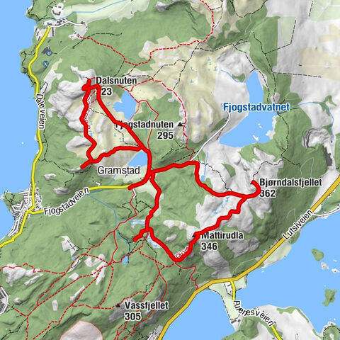 Gramstad - Bjørndalsfjellet - Mattirudla - Dalsnuten
