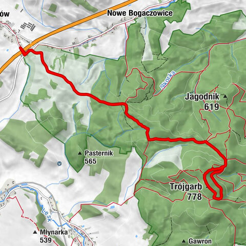 Nowe Bogaczowice - Skrzyżowanie Siedmiu Dróg - Przełęcz pod Trójgarbem - Trójgarb