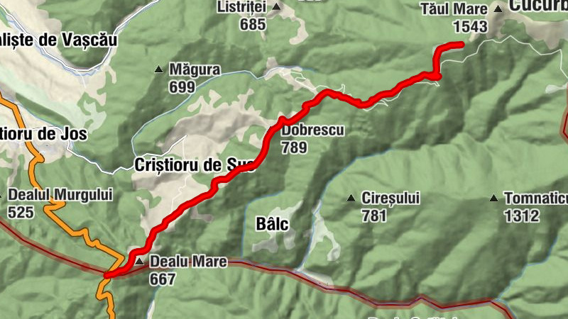 Criștioru de Jos - Dealu Chicera Mihocești - Dobrescu - Dealu Runcului