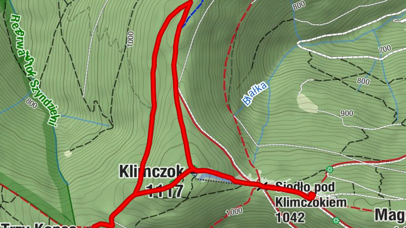 Schronisko PTTK Klimczok - Siodło pod Klimczokiem - Klimczok - Trzy Kopce
