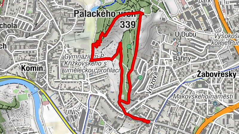 Žabovřesky - Palackého vrch - Brno