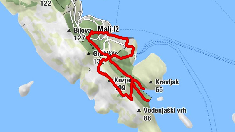 Mali Iž - Kozjak - Svete Marije - Komoševa