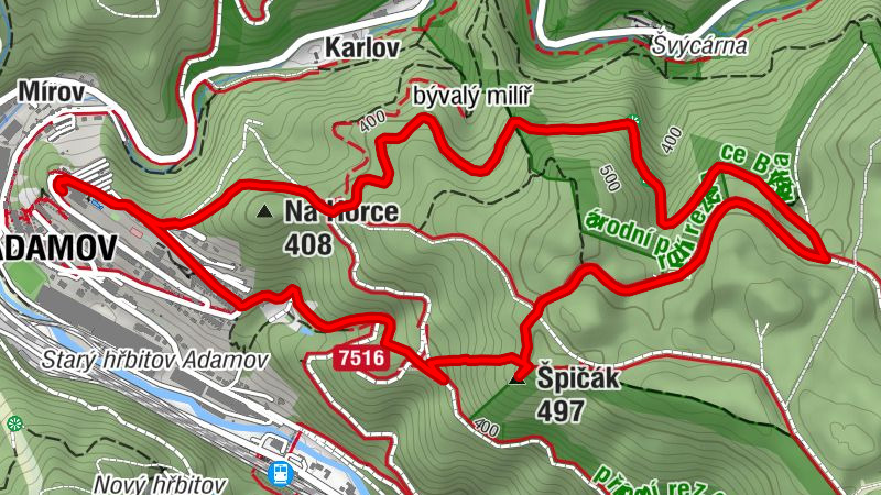 Adamov - Horka - Na Horce - Špičák