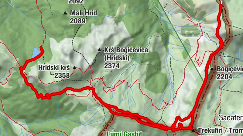 Qafa e Belegut / Ćafa Belega - Bogiqe - Trekufiri / Tromeđa - Shpati Peak