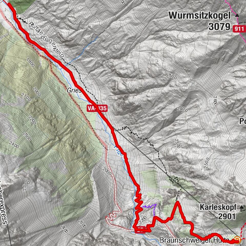 E5 - 4. Etappe: Zams - Braunschweiger Hütte