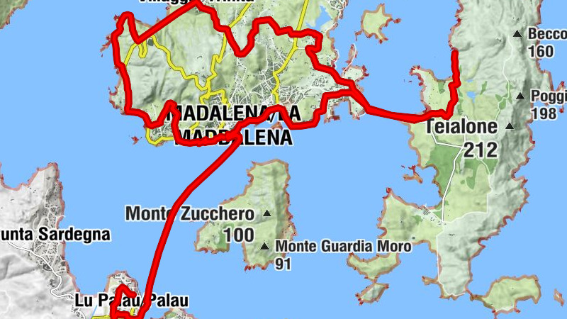 Centro la Maddalena, Ponte di Caprera, Cala Serena, Villaggio Trinità, Strada Panoramica, Porto Turistico.