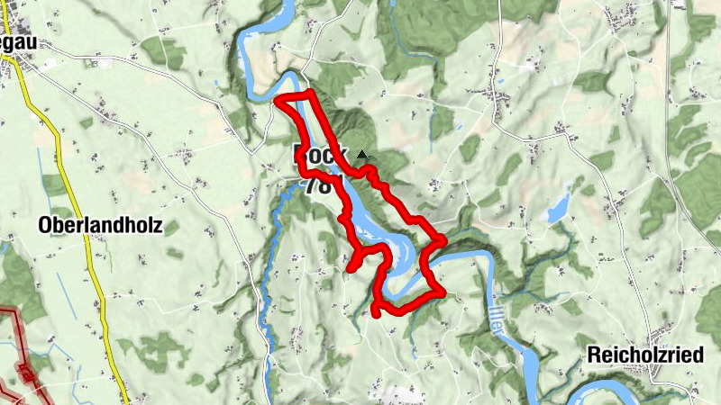 Illerschlucht – Blick auf die Illerschleife bei der Burgruine Kalden
