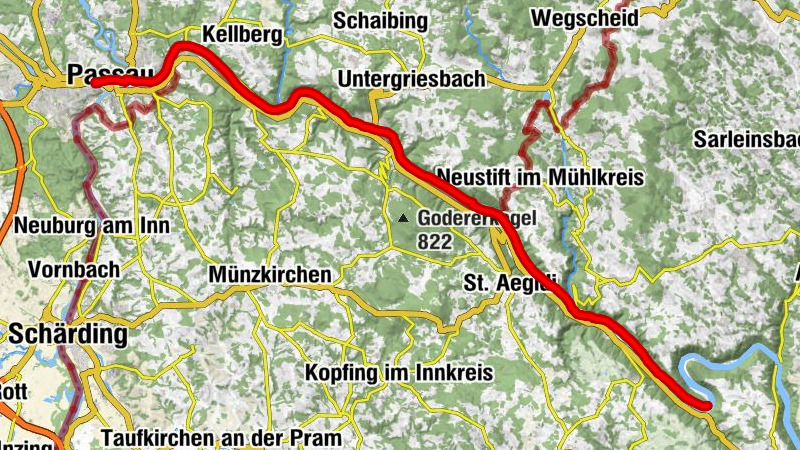 Donauradweg Etappe 1 Nordufer: Passau - Schlögen