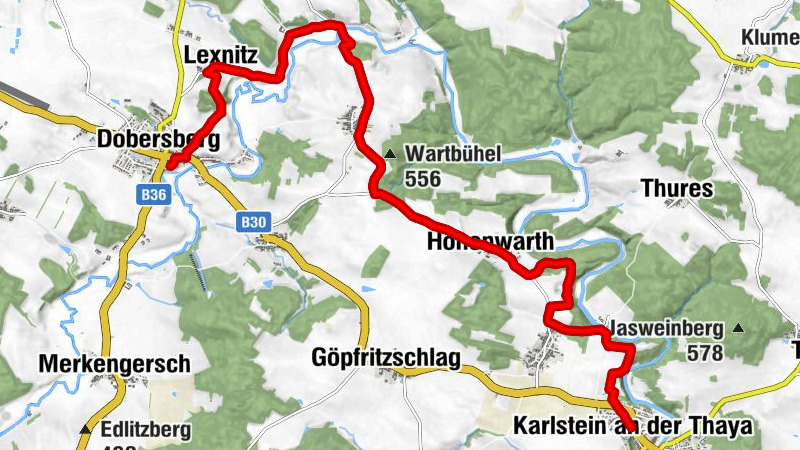 Thayatalweg 630 - 7. Etappe: Dobersberg - Karlstein