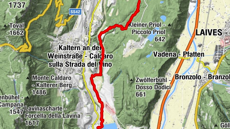 Vom Camping Montigel zum Camping Gretel am Kalterer See