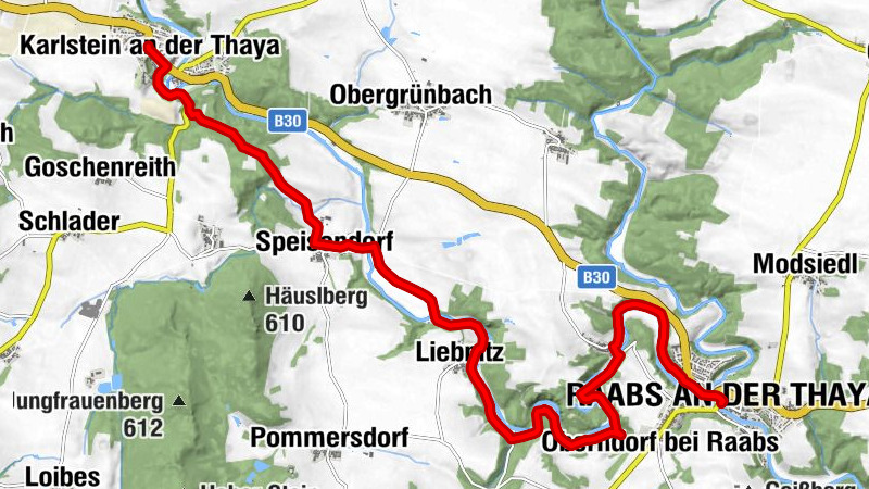 Thayatalweg 630 - 8. Etappe: Karlstein - Raabs/Thaya