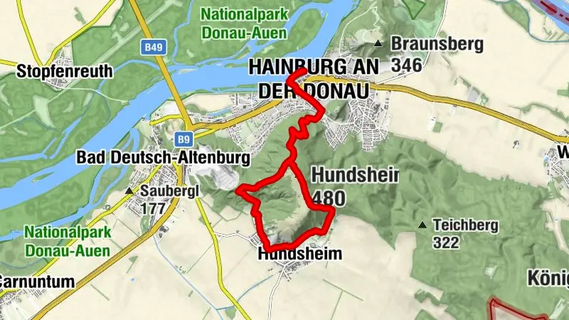 Rundwanderweg Hundsheimer Berg - Start Hainburg/Donau