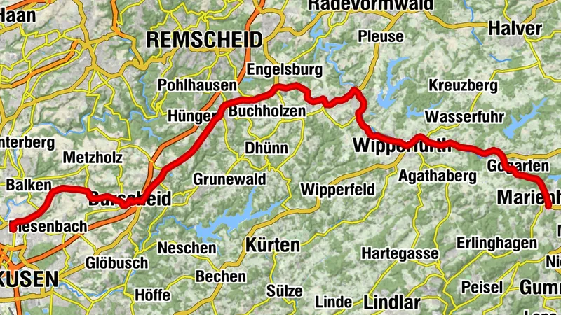 Bergischer FahrradBus (Fahrstrecke) - Linie 273
