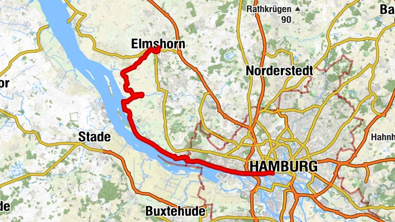 Nordseeküsten-Radweg Etappe 11 - Hamburg bis Elmshorn