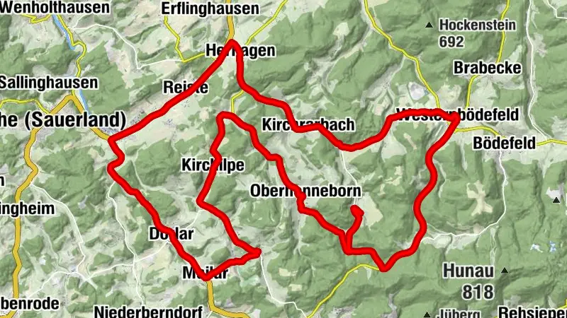 Dörfertour rund um das Henne-Rartal 50 km