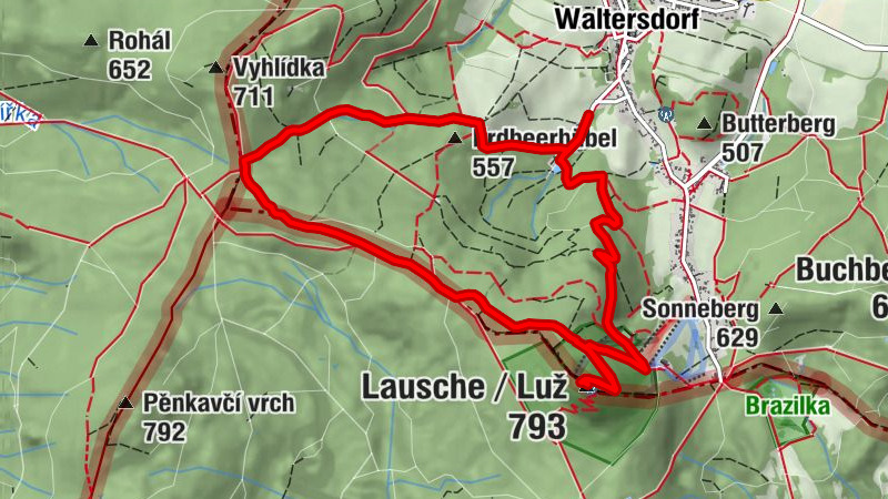 Im Reich der Lausche mit Start und Ziel Parkplatz "Neu Sorge"
