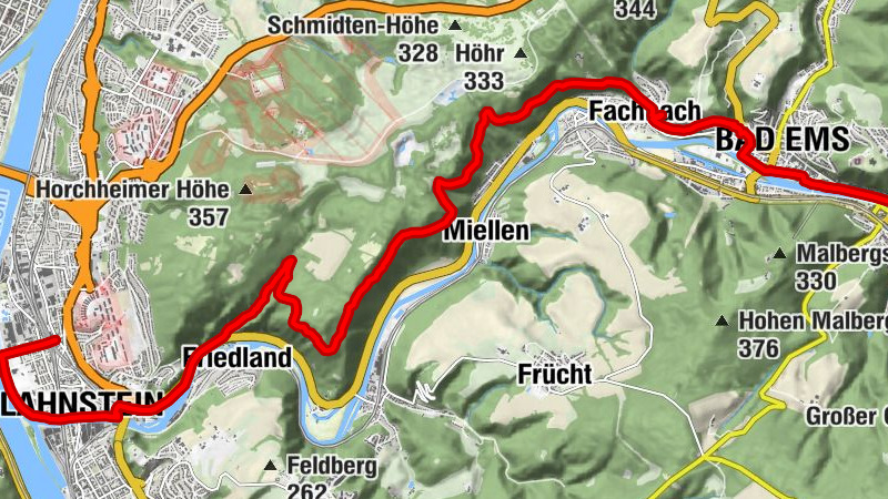 Lahnwanderweg stage 19 upstream Mouth of Lahn - Bad Ems