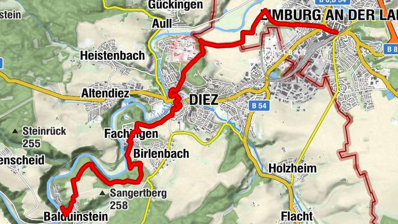 Lahnwanderweg stage 16 upstream Balduinstein - Limburg