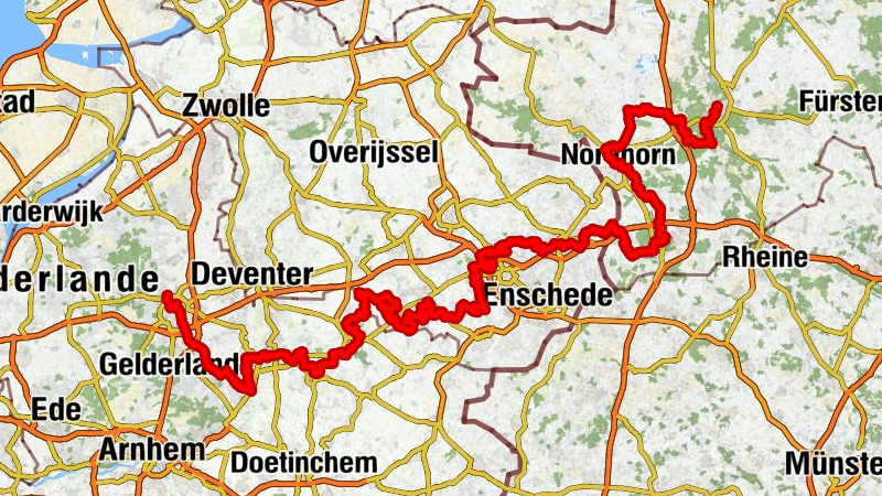 Oranier Fahrradroute - Abschnitt Apeldoorn - Lingen / Oranjefietsroute: Traject Apeldoorn – Lingen