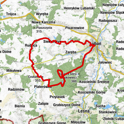 Route durch den Laubaner Hochwald /  Wielki Las Lubański