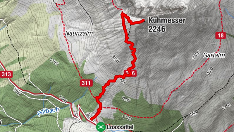 Vom Loassattel auf den Kuhmesser