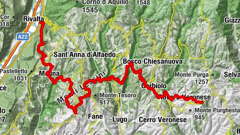Peri VR-Breonio-Cerna-Corrubio-Vagimal-Ponte di Veja-Portello-Genderli-Corbiolo-Squaranto-Roveré Mille