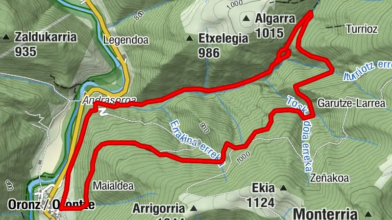 Oronz / Orontze - Ermita de San Pedro - Orkatuko ur-jauzia / Cascada de Orkatua