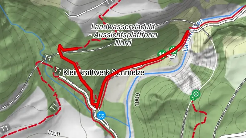Haltestelle Schmitten Landwasserviadukt GR– Viaduktplatz Landwasserviadukt