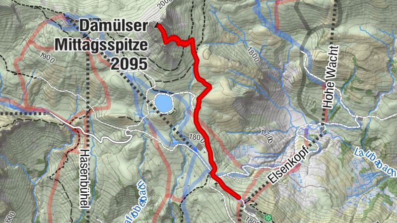 Damüls Elsenalp, Damülser Mittagsspitze, retour