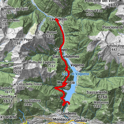 Staudamm Verzasca-Mergoscia-Corippo-Lavertezzo