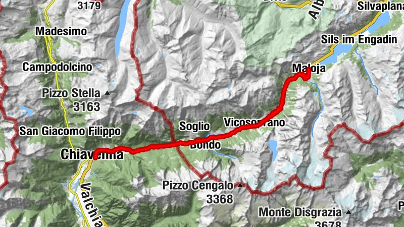 Maloja-Pass von Chiavenna aus
