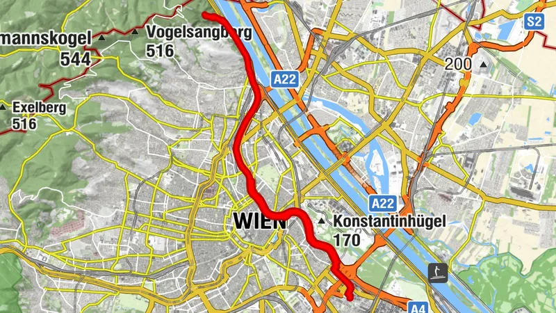 Gasometer - Donaukanal - Leopoldsberg - Donaukanal - Gasometer