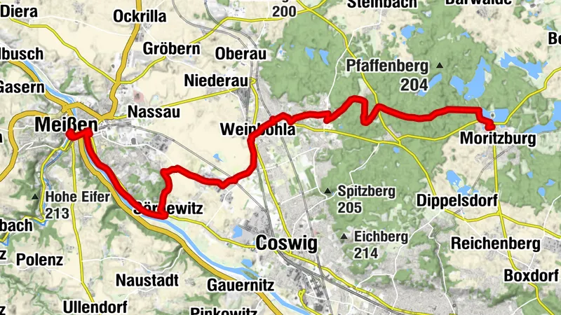 Radroute M - Entspannte Radtour zwischen Meißen und der Moritzburger Kulturlandschaft