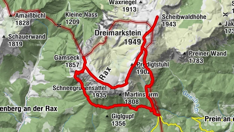 Vom Preiner Gscheid über Heukuppe, Predigtstuhl, Dreimarkstein und Scheibwaldhöhe – aussichtsreiche Rax-Rundtour
