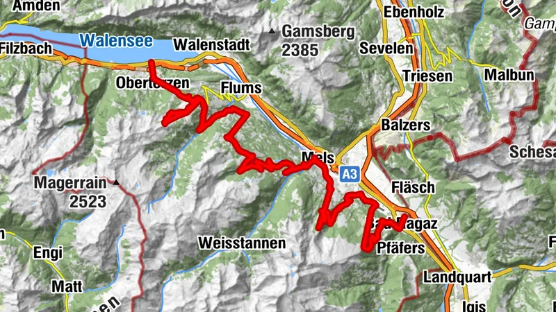 Heidiland Bike Bahnentour (SchweizMobil 25 mit Aufstiegshilfe) - in Arbeit