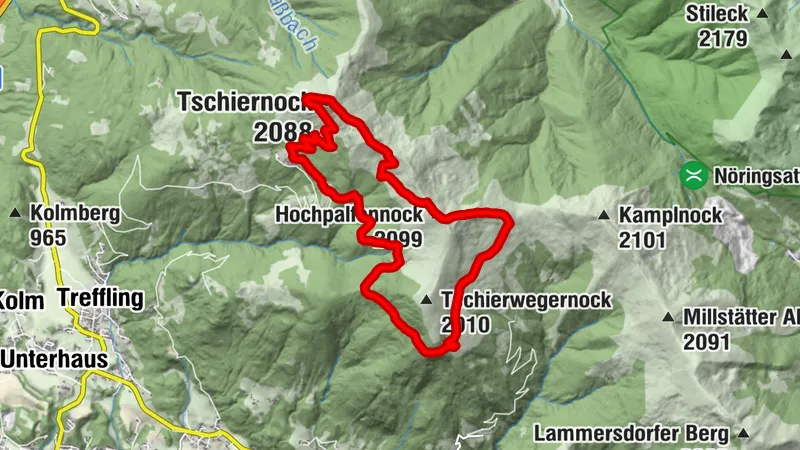 Millstätterhütte - Wanderweg_-_Millstätterhütte-Jagahütte-Tschiernock-Sommereggerhütte-Alexanderhütte-