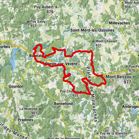 Strecke Nr. 39 MTB-Gebiet Haute-Corrèze: Die Cars-Anlage