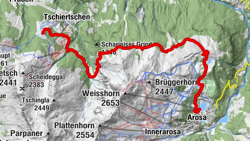 Schanfigger Höhenweg, 2. Etappe, Tschiertschen - Arosa