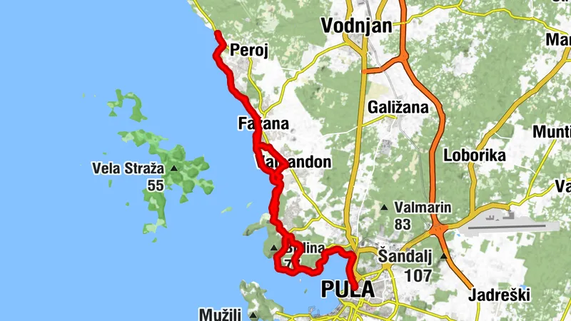 Ob obali Peroj Portic-Fazana-Stinjan-Pula-Peroj Portic