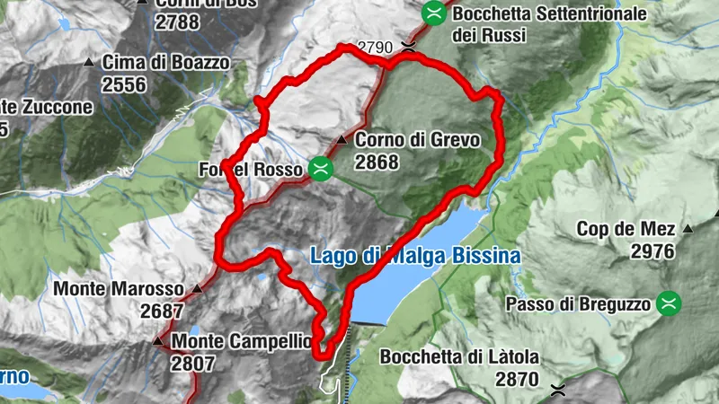 Giro ad anello partenza a diga di Bissina